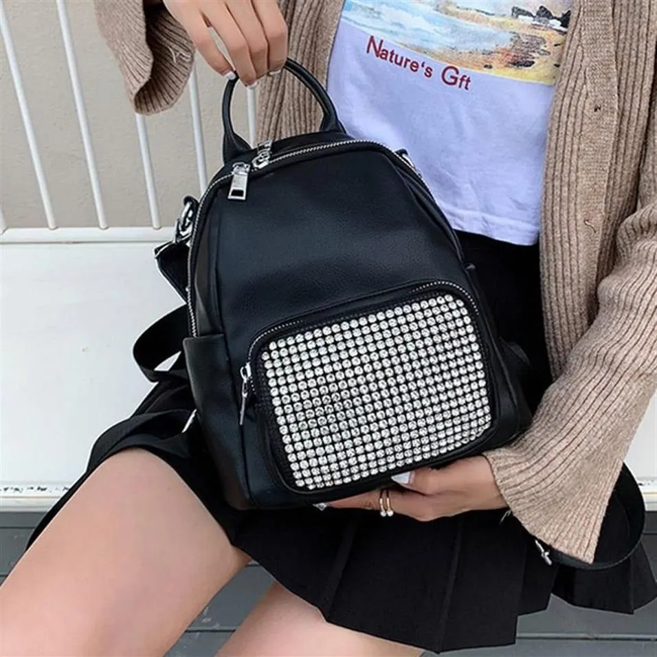 Style sac à dos véritable en cuir femme 2021 mode tendance diamant petite texture haute texture à épaule douce sac à main 284n