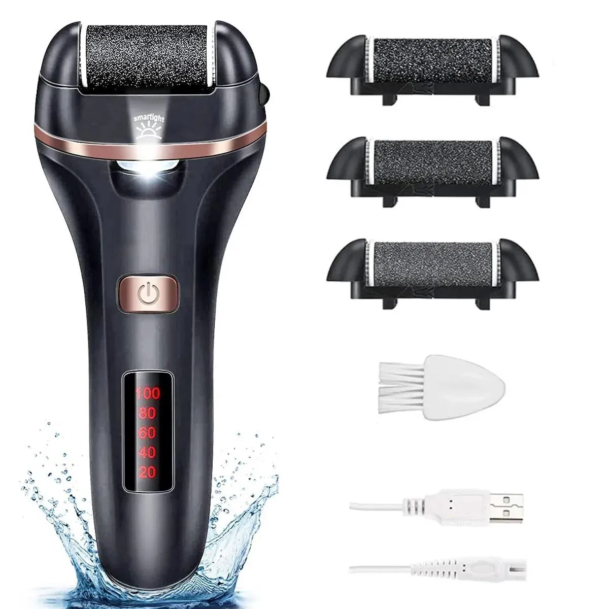 Arquivos à prova dwaterproof água carregado arquivo de pé elétrico para saltos moagem ferramentas pedicure profissional ferramenta cuidados com os pés pele dura morta calo preto