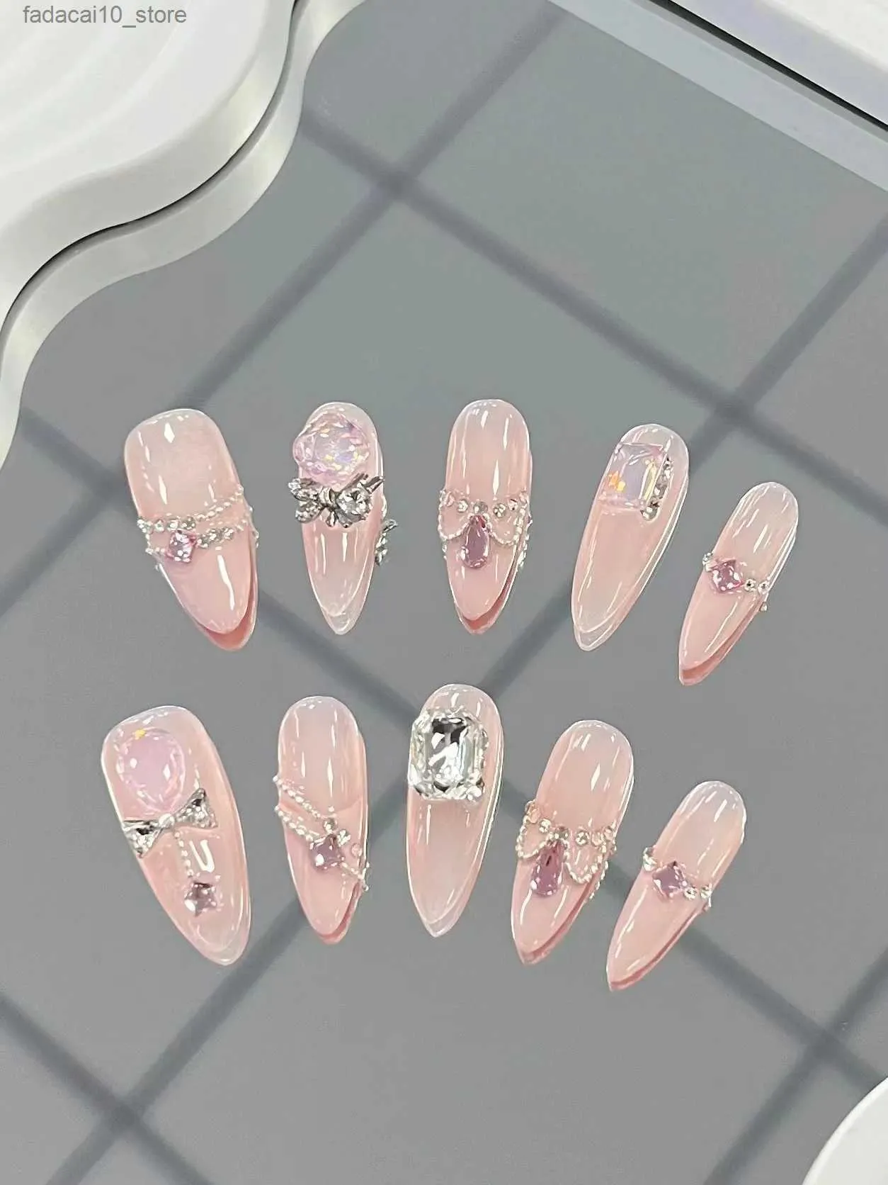 Unhas falsas são importantes para mim Unhas de Natal Unhas falsas Pressione em unhas dicas de gelngel faux ongles fantaisie set uas postizas Q240122