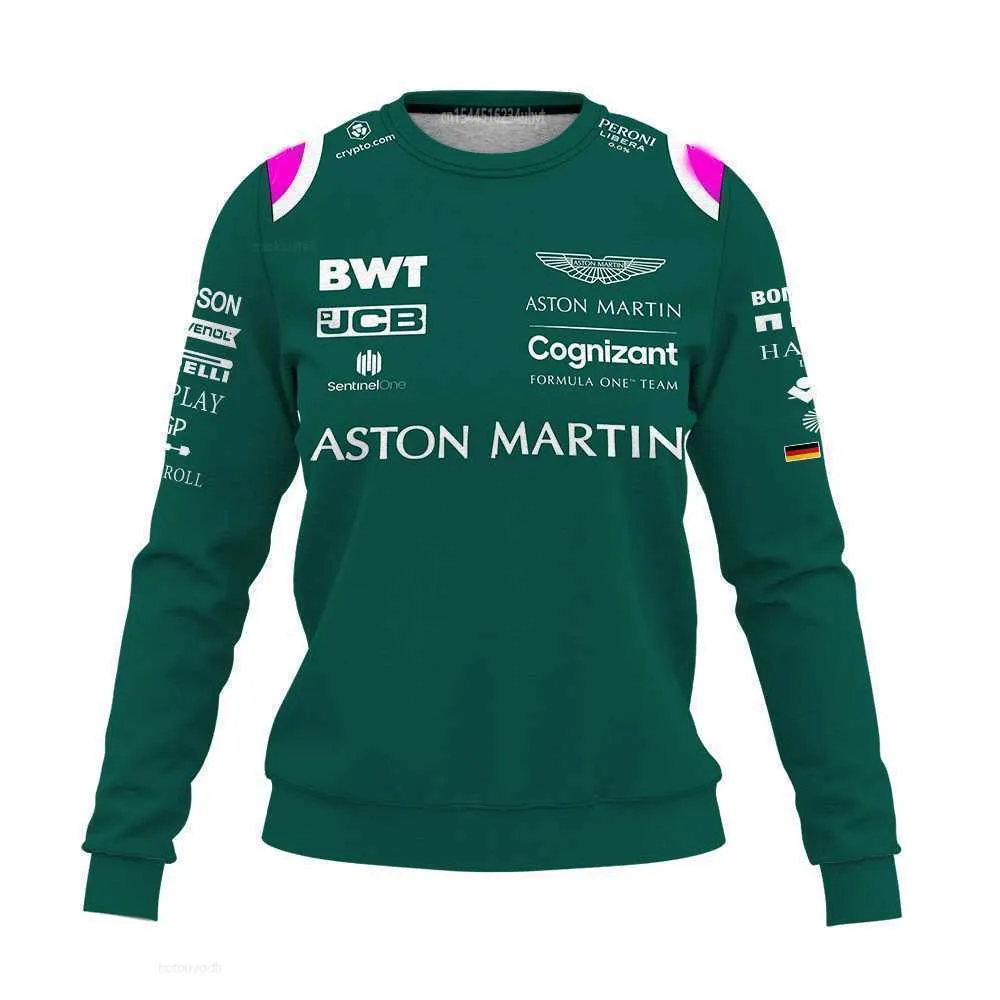 Herrtröjor tröjor Aston Martin långärmad tröja F1 Formel One Team Racing 3D Printed Men's Women's Sports Fashion Crew Neck Kids Top XXS-160