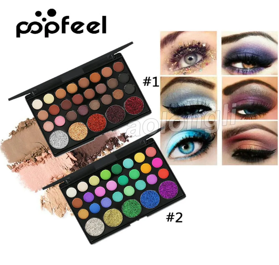 Popfeel 29 Colors Eyeshadow Palette makeup palette Matte Shimmer Glitter Nude Pigmented Metallic Eye Shadow Beauty Bling Bling Eye2983545