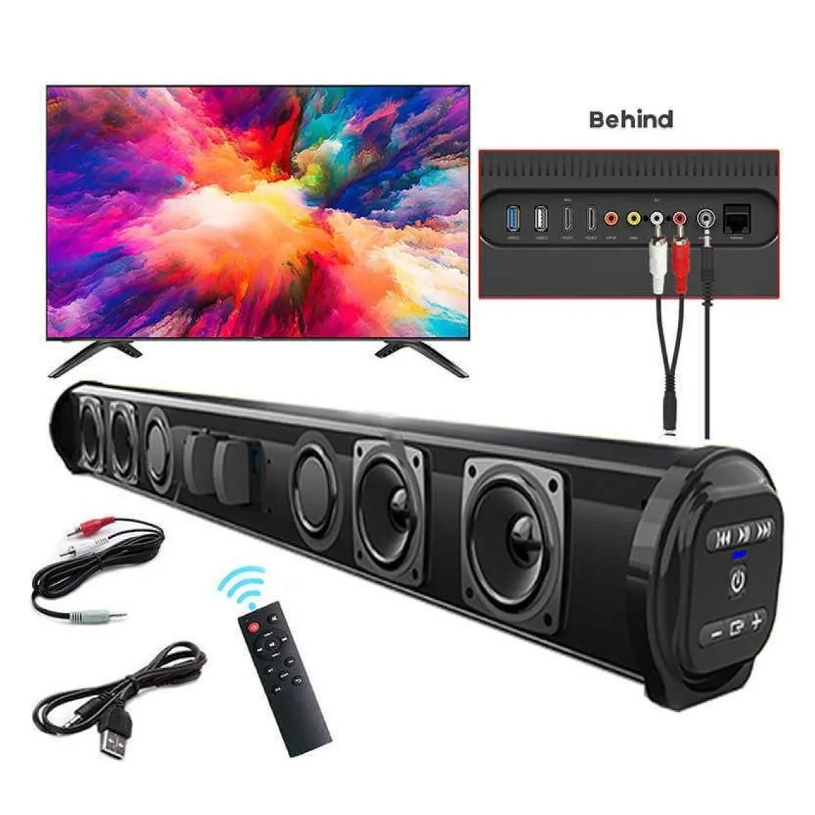 Hemmabiosystem trådlöst Bluetooth TV -projektor Sound Bar Speaker ER Power Wired Surround Stereo Theatre Cyt0117390686 Drop Deli DHK87