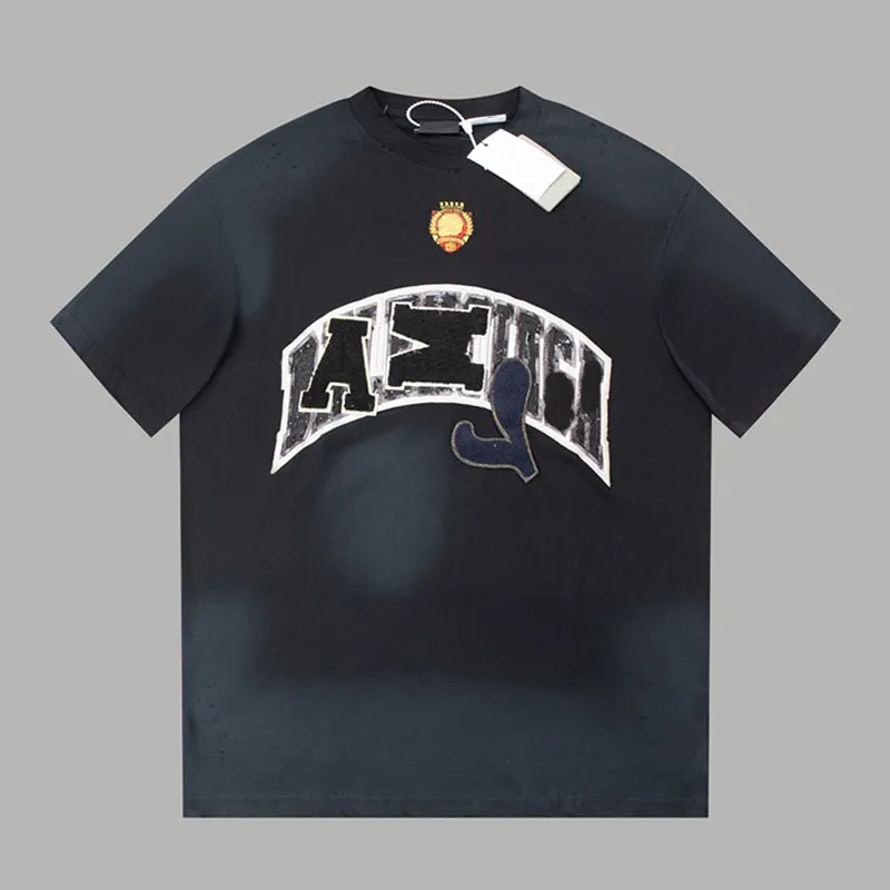 Popularny Balencigan Mens Spring Summer T Shirt Paris Moon T-shirt ponadgrzeznany w czarnym zabytkowym zużytym i brudnym efekt koszulki sportowe 294