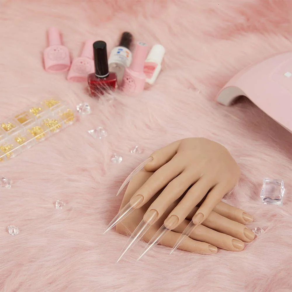 Costume Accessories Flexible Nail Art Practice Silicone Hand Jointed Fingers Deeper Wells Poseable Manicure Insert Nails Acetone Acrylic