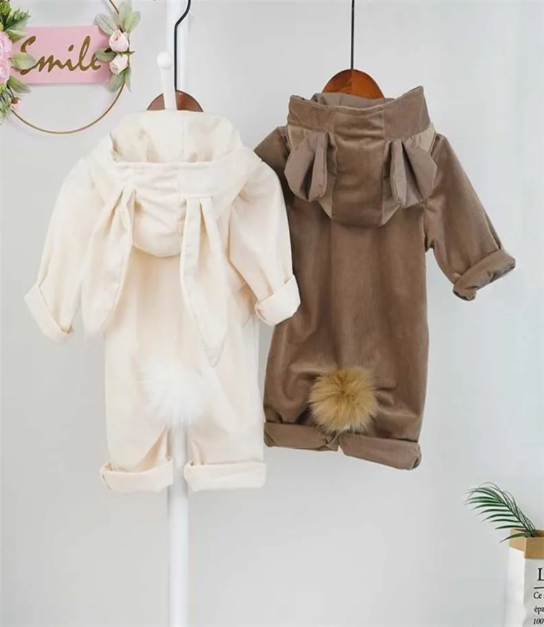 Automne bébé garçon vêtements fille à capuche barboteuse combinaison né printemps hiver lapin ours dessin animé Costumes Roupa Vetement Garcon 2110228732055