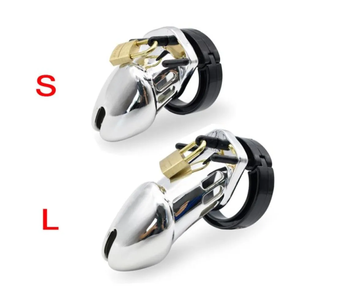 Silver Male Chastity Device Liten Long Cock Cage Virginity Lock Penis Ring Sex Toys For Men Adult Products6742295