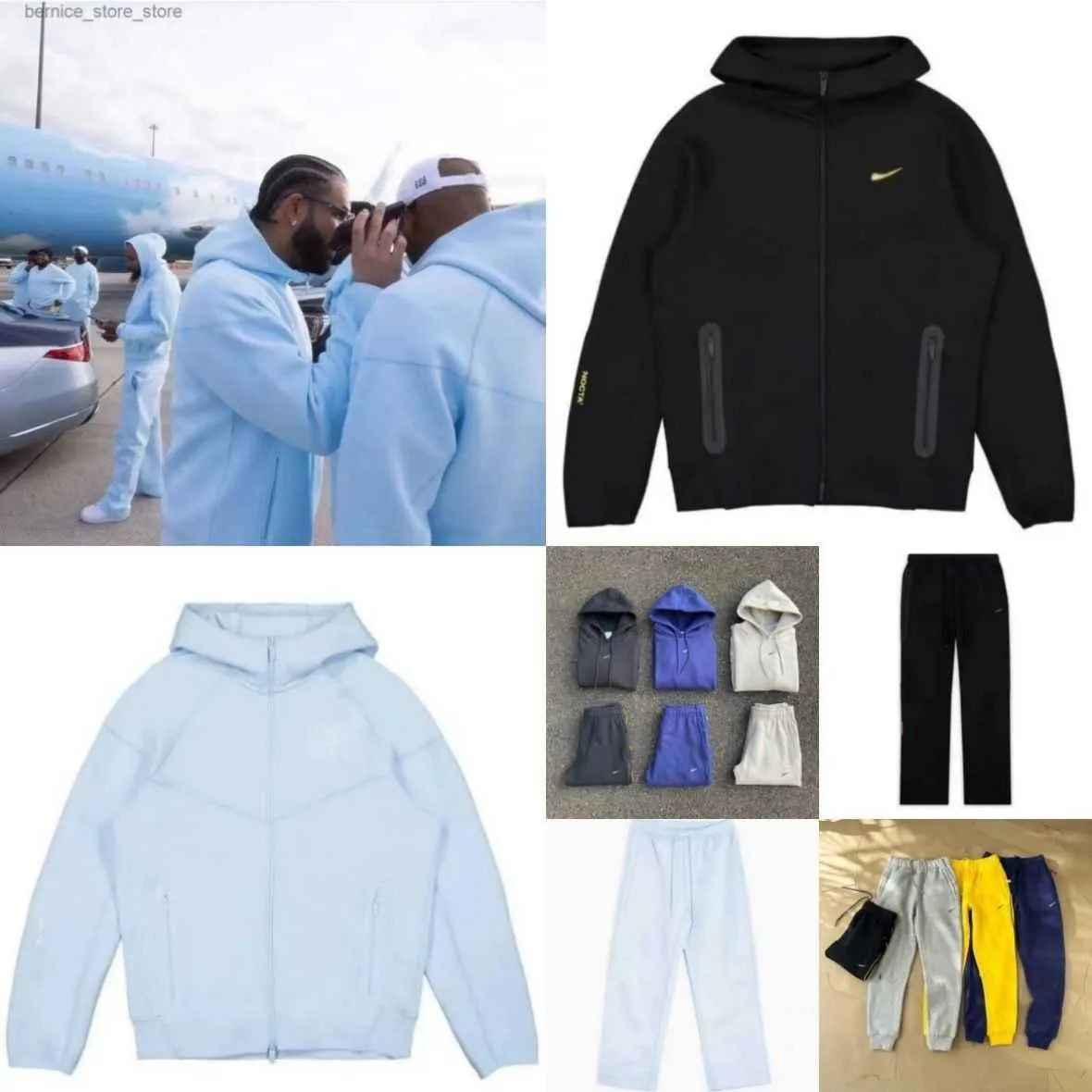 24SS sport sportowy Nocta Designer Designer Spodnie z kapturem Zestaw Dwuczęściowy garnitur mężczyzn Kobieta z kapturem Sweter Techfleece Spodnie Track