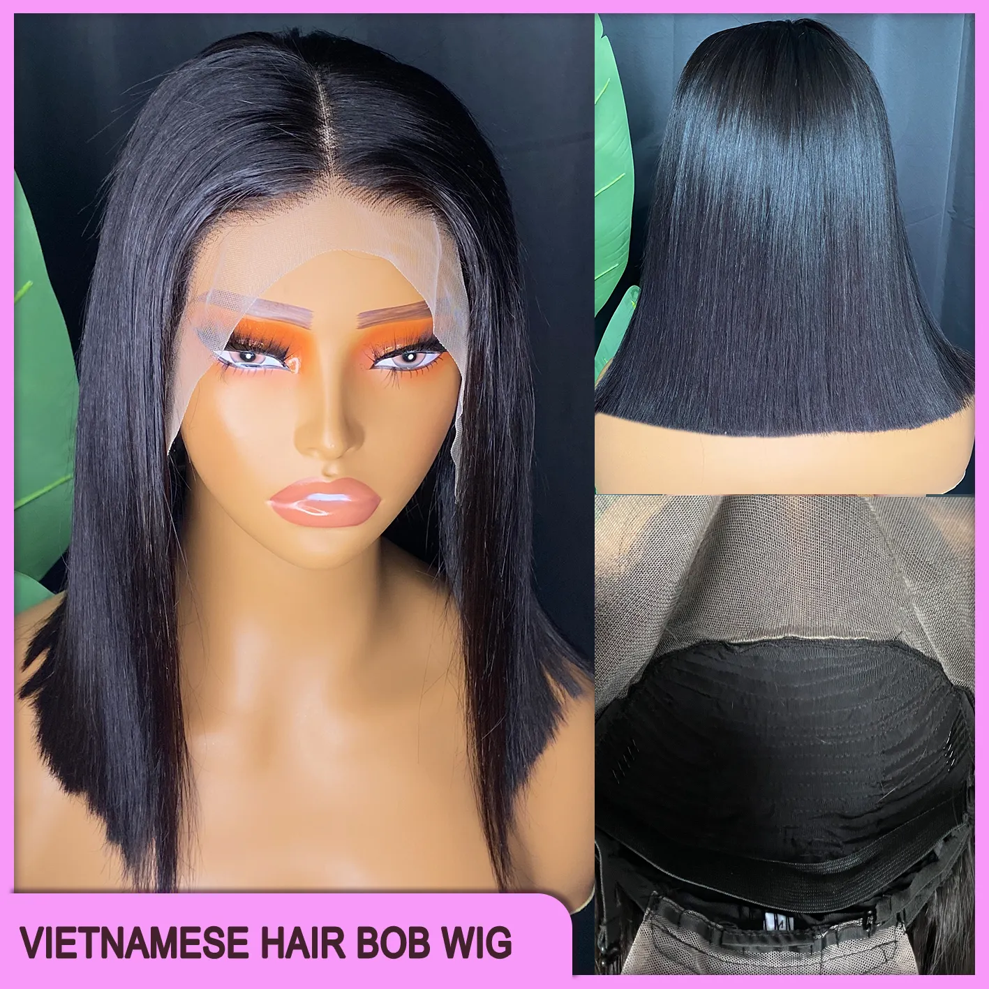 Perruque brésilienne péruvienne vietnamienne double dessiné 25,4 cm couleur noire naturelle 100 % cheveux humains vierges Remy bruts soyeux raides 13 x 4 en dentelle transparente