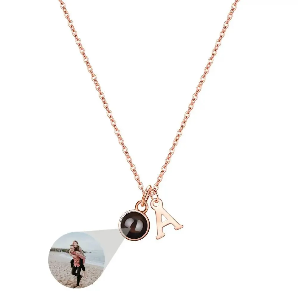 Necklaces 925 Sterling Silver Custom Photo Necklaces Projection Photo Necklace for Women With Letter AZ Pendant Men Jewelry Free Shipping