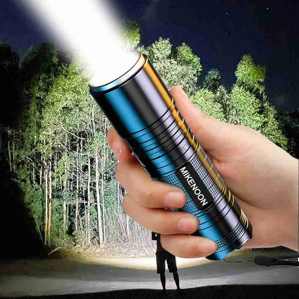 Taschenlampen Super leistungsstarke LED-Taschenlampe, wasserdichte, zoombare Taschenlampe, verwendet 18650 26650 aufladbare Batterie, Outdoor-Camping-Taktik-Blitzlicht 240122