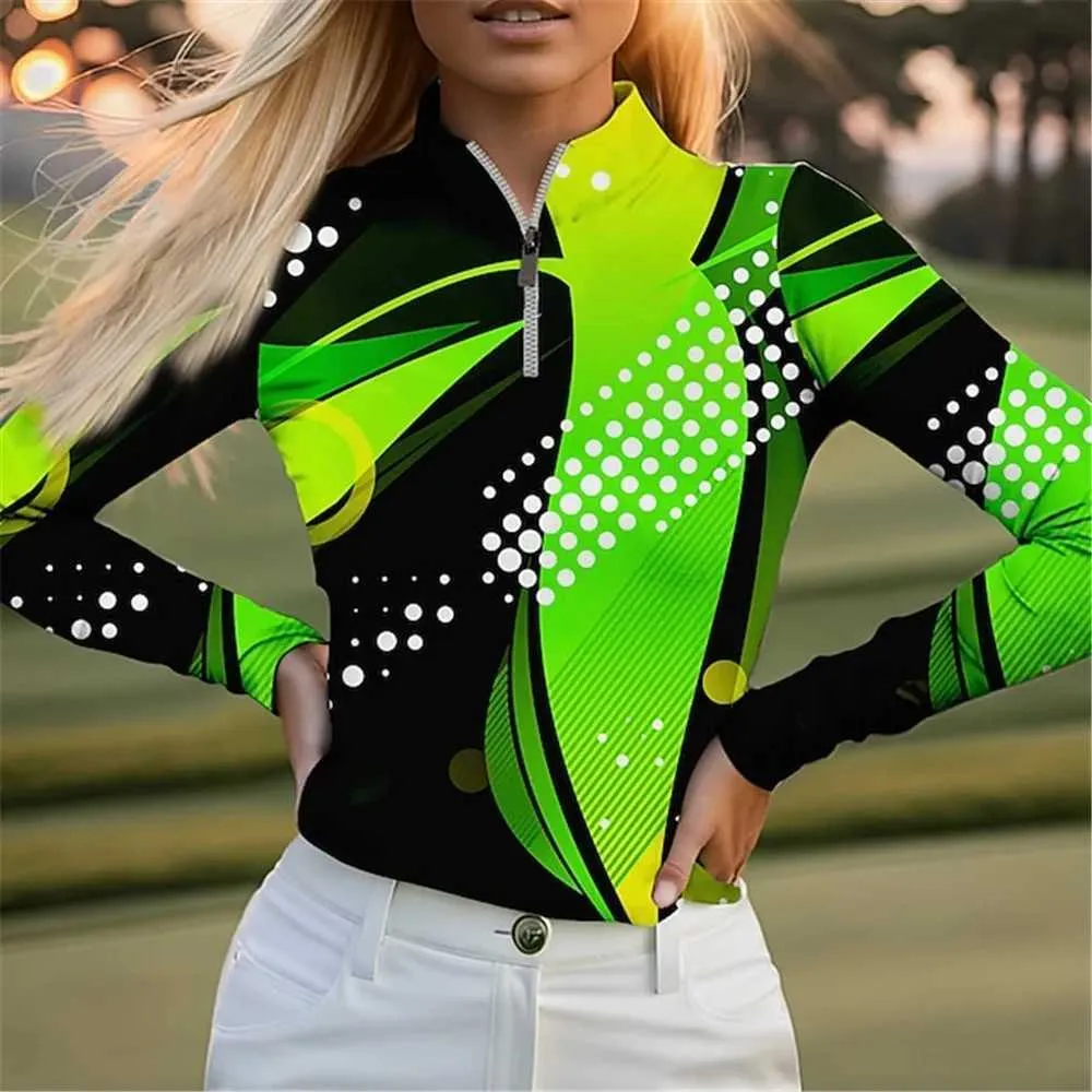 ゴルフポロ女性のTシャツテニス秋の冬のスーツ長いスリーブクイックドライ快適なスリムスポーツ高品質の通気性