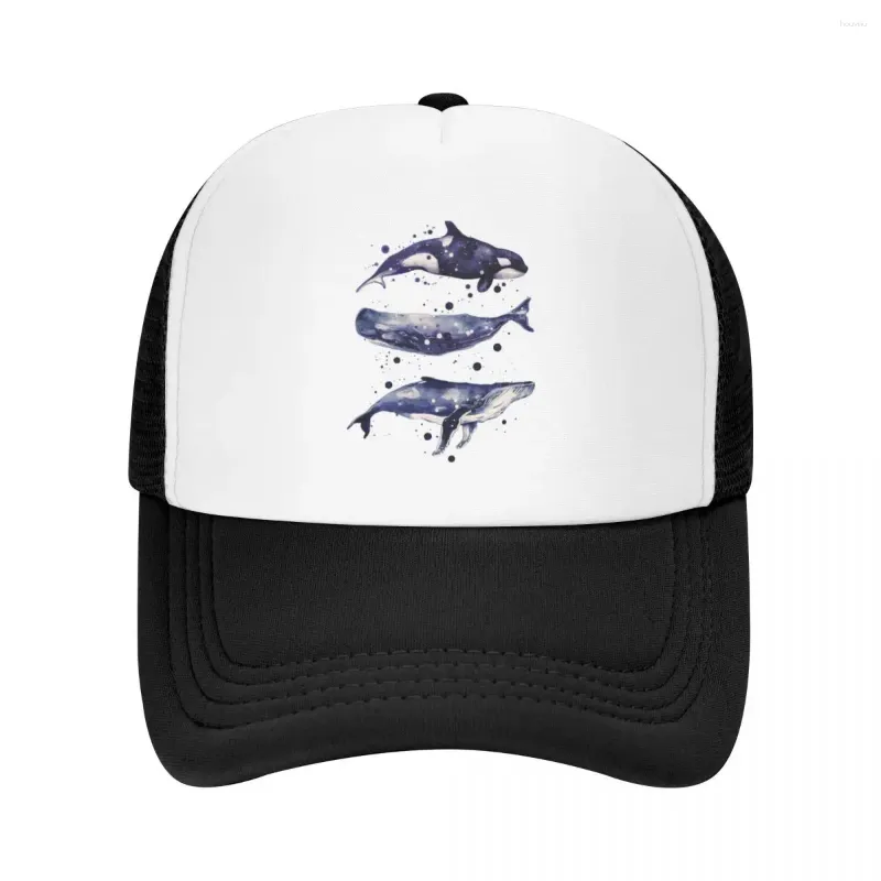 Casquettes de baseball Trio de baleines aquarelle en casquette de baseball grise, chapeau de créateur pour enfants |-F-| Femmes Hommes