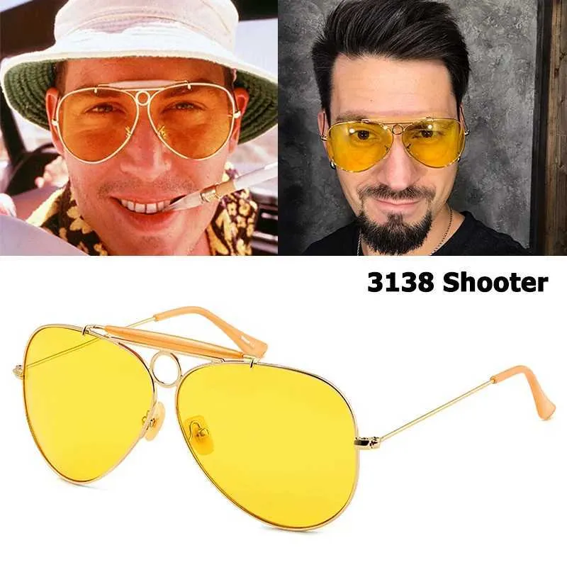 Solglasögon Jackjad Nytt mode 3138 Shooter Style Vintage Aviation Solglasögon Metal Circle Brand Design Sun Glasses Oculos de Sol med Hood YQ240120