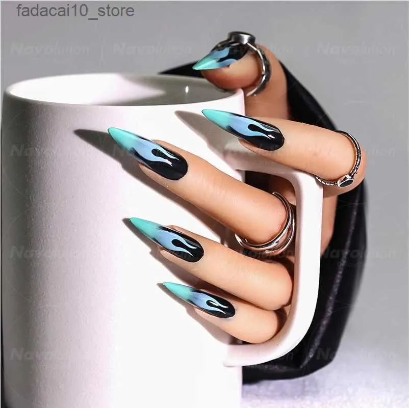 Fałszywe paznokcie Navolution 24pcs/Set Manicure Manicure Fałszywe paznokcie naciśnij na odłączane wykończone paznokcie balet kwadratowy migdał krótki Q240122