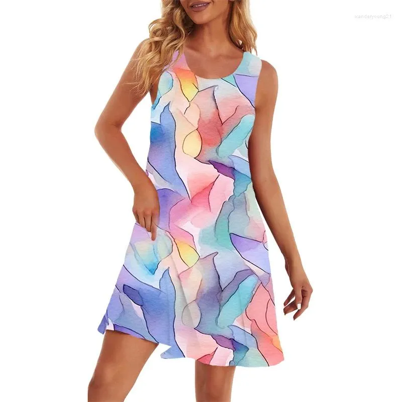 Vestidos de festa verão moda lazer senhoras magro vestido rua mulheres havaí sexy 3d colorido impresso gráfico mini