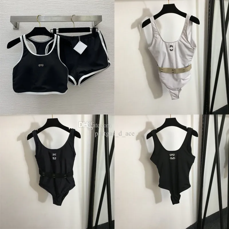 Kadınlar Sportif Plaj Sütun Kılavuzu Set Sexy Bel Low Tankinis Mayo Tek Parça Bölünmüş Yastıklı Push Up Mysuits Lüks Tasarımcı Geri Beyaz Mayo Takım