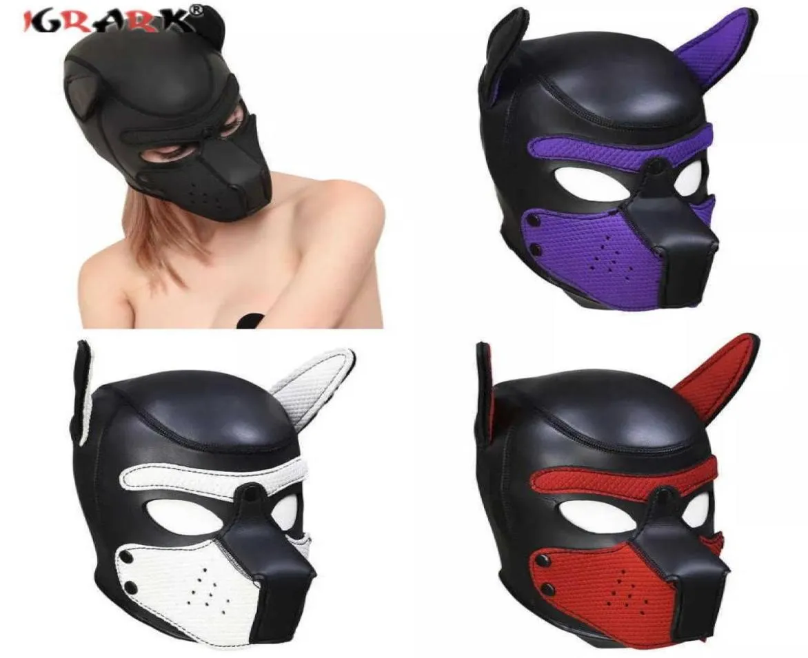 Fashion Role Play Dog Hoofddeksel Masker Puppy Cosplay Sm Erotische volwassene Supplies Prom Halloween Dress Up Sex Toys for Women Paren 18 P1633937