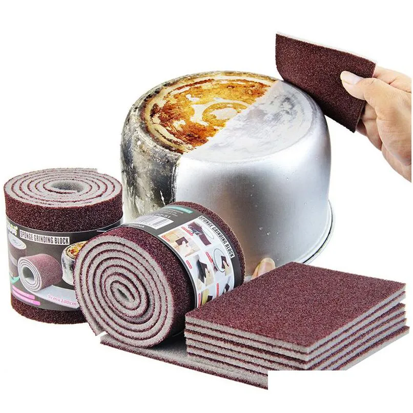 Sponges Scouring Pads Magic Cleaning Household Kitchen Utensils Pot Rust And Oil Wash Emery Sponge Drop Delivery Home Garden House Dhur3