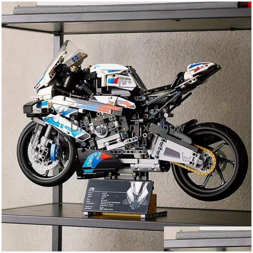 الكتل 1920 PCS Super Speed ​​M 1000RR دراجة نارية MOC Building Block متوافقة 42130 دراجة نارية الطوب طوب مركبة ألعاب DRO DHS4P