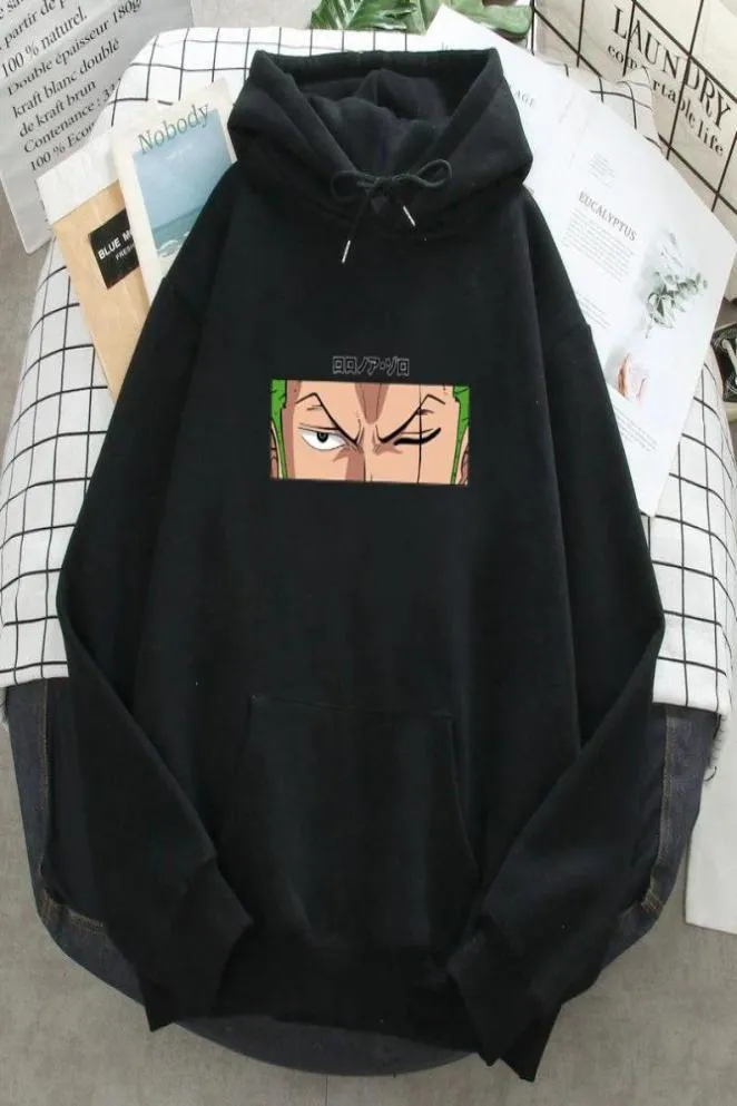 Men039s Hoodies Sweatshirts Roronoa Zoro Baskı Erkekler Tek Parça Anime Hooded 2021 Marka Erkek Kadın Polar Sıcak Cepler Sokak Giyim 7541116