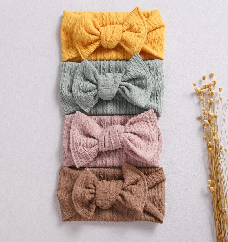 Bebê menina bandana bonito bowknot headbands malha crianças cabeça banda da criança elástico hairband acessórios de cabelo presentes2387831