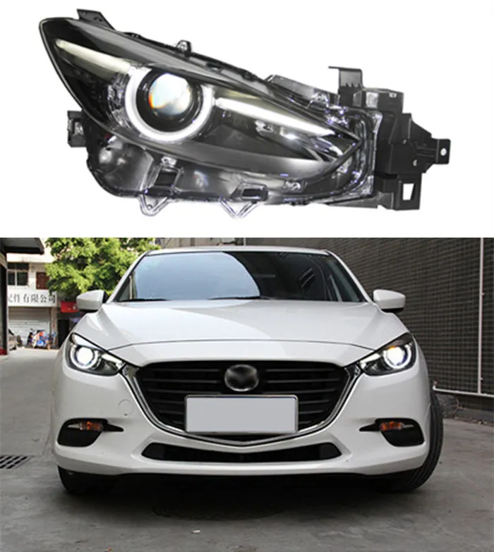 Luz principal do carro para mazda 3 axela led farol de circulação diurna 2017-2019 sinal de volta lente da lâmpada de feixe alto