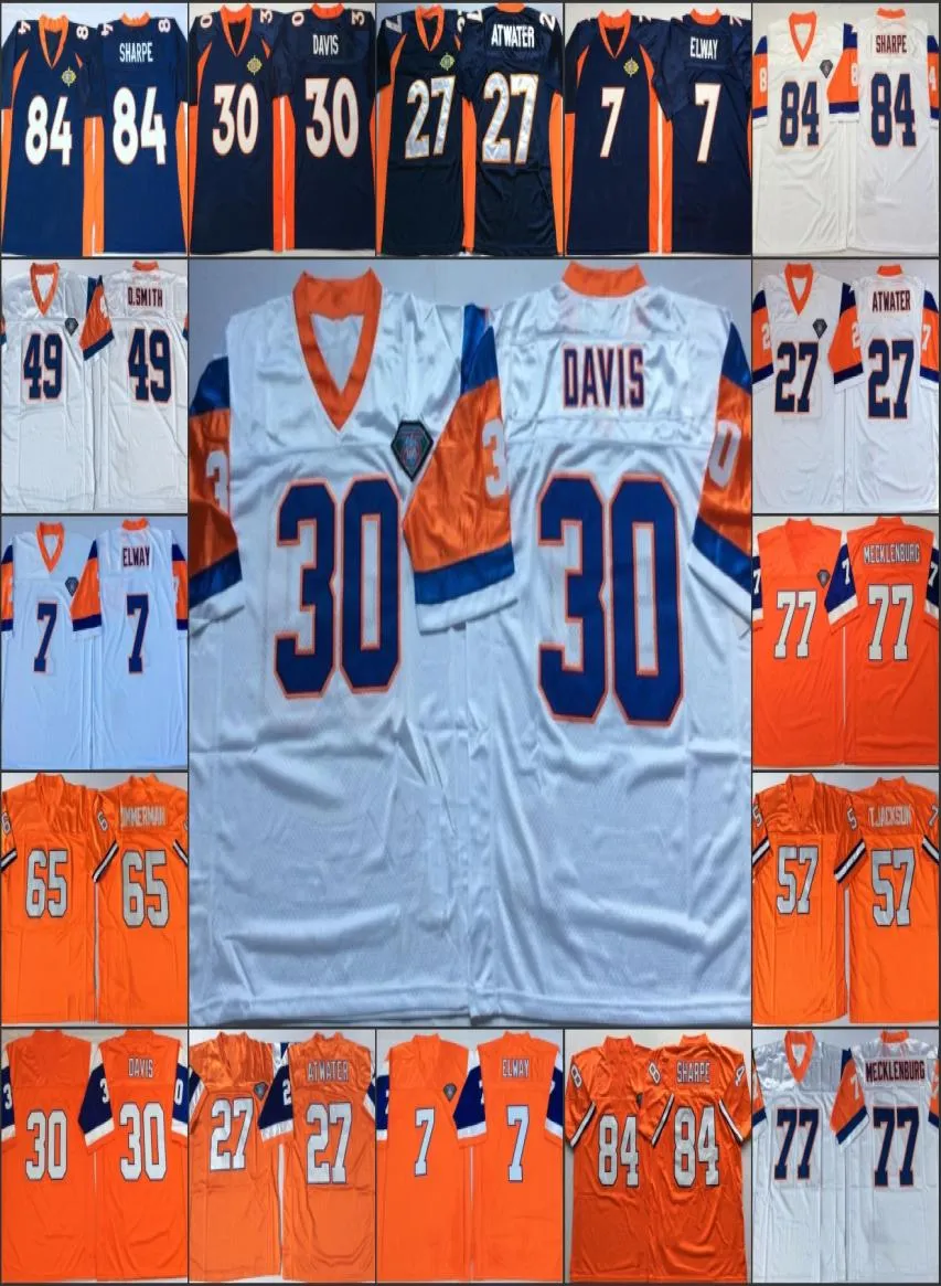 maglie da uomo vintage cucite da abbigliamento da calcio SHANNON SHARPE John Elway 27 Steve Atwater 49 d.smith 77 mecklenburg 30 davis 57 t.jackson2814881