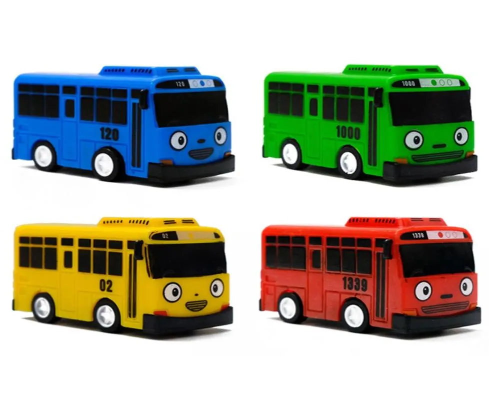 New 4pcsset Small Car Korean Cartoon TAYO The Little Bus Araba Oyuncak Car Model Pull Back Toy Car Kids Birthday Gift LJ2009301821652