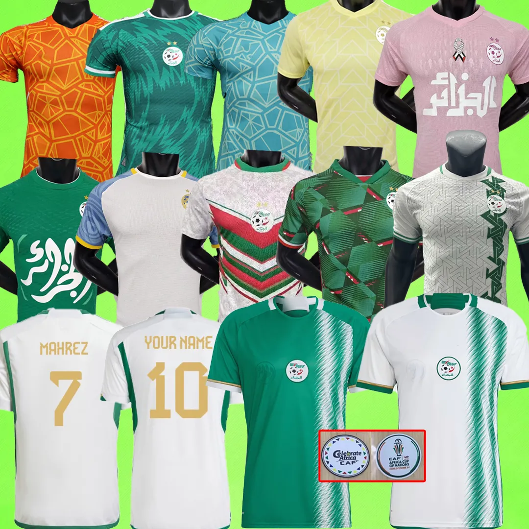 2024 Algerie voetballen Jerseys Men Mahrez 2023 Home Away Wit Green Bounedjah Feghouli Bennacer Atal 23 24 Delort Maillot de Foot Algeria Men Kids Kit Training Uniformen