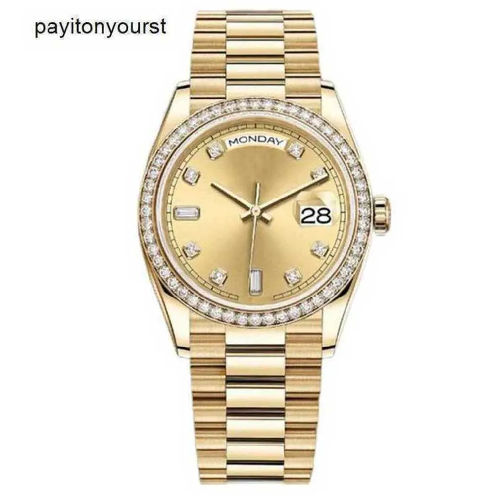 Rolaxs Relógio Diamante Relógios Montre De Luxe 4136mm Automático Rosa Ouro Aço Inoxidável 904l Calendário Duplo Relógios de Pulso À Prova D 'Água Luminosa Luxo m