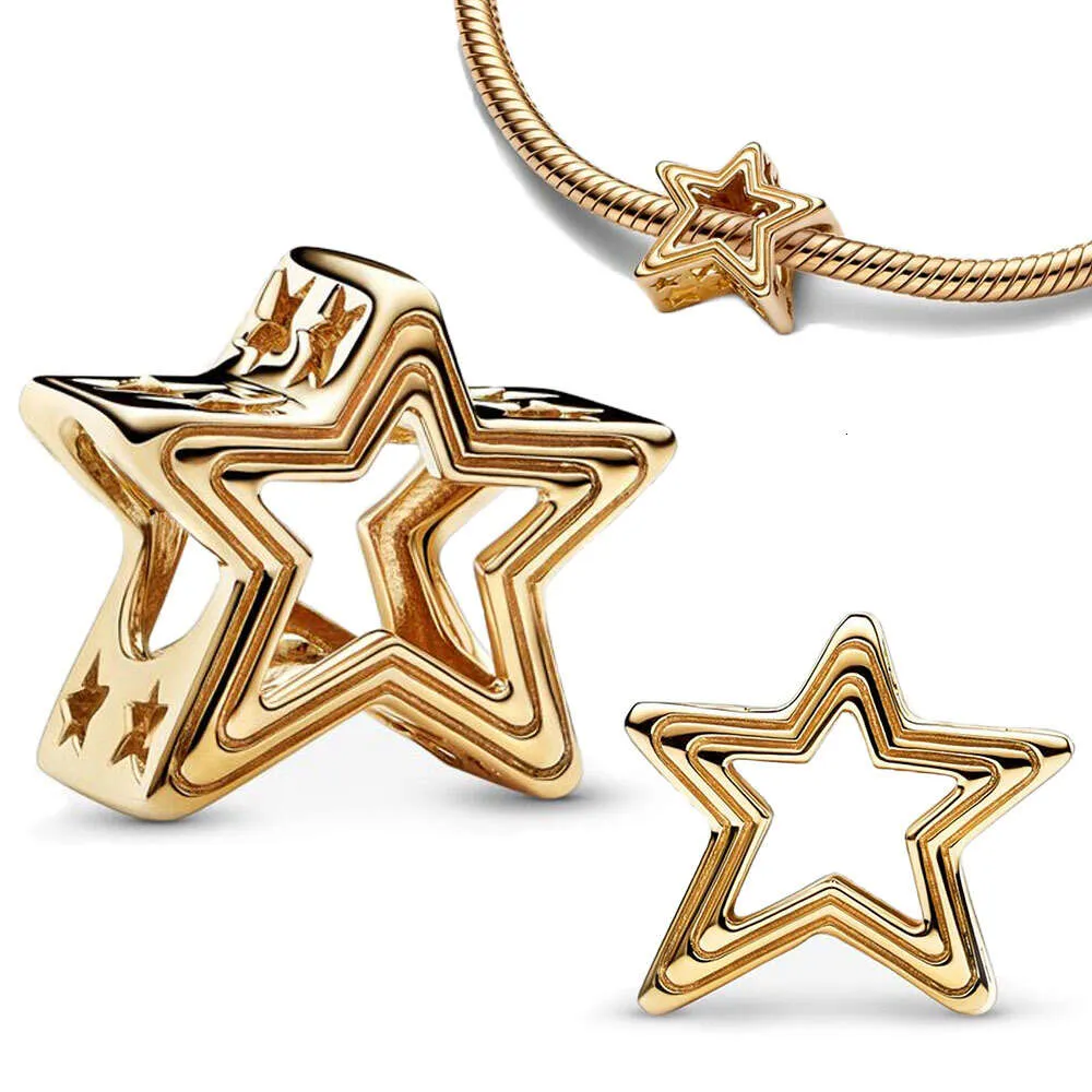 2022 New Sterling Sier Radiant Star Charm Fit Original Bracelet Pendant Beads For Women Fine DIY Bead Jewelry Gift