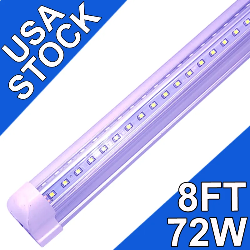 Luci da negozio a LED da 8 piedi 72W 96 pollici 7200 LM LED sotto la luce dell'armadietto, lampada a tubo integrata T8 per l'illuminazione del soffitto del negozio di 8Ft Illuminazione del soffitto del garage usastock