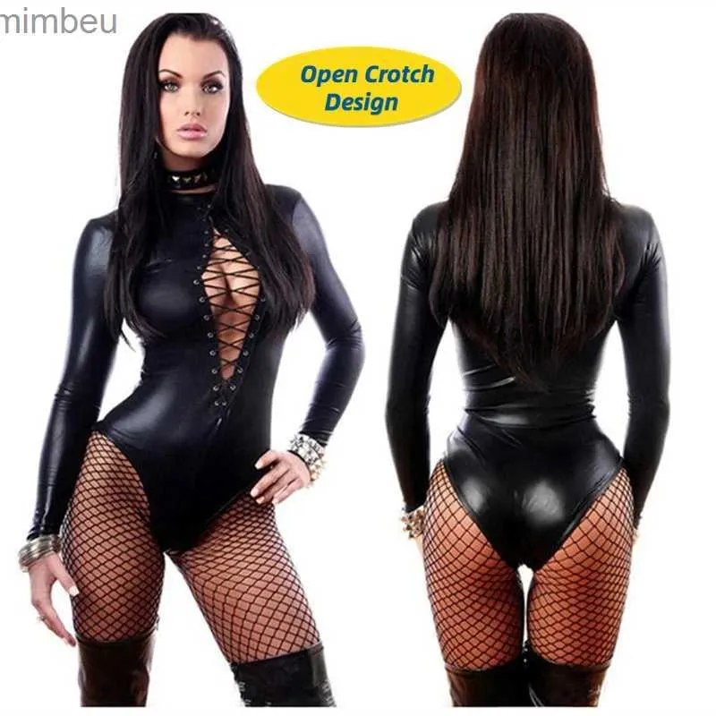 Seksi set seksi set erotik seksi lateks esaret bodysuit sexi teddy iç çamaşırı kadınlar göğüs açma tulum kıyafetleri deri catsuit elbise seks c240410