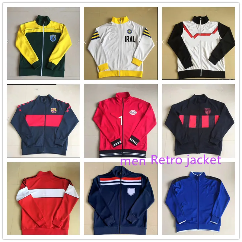 Veste rétro pour hommes avec plusieurs styles dont 1978, 1980, 1982, 1996, 1998, 2011, veste de sport, chemise de jogging de football à longue fermeture éclair