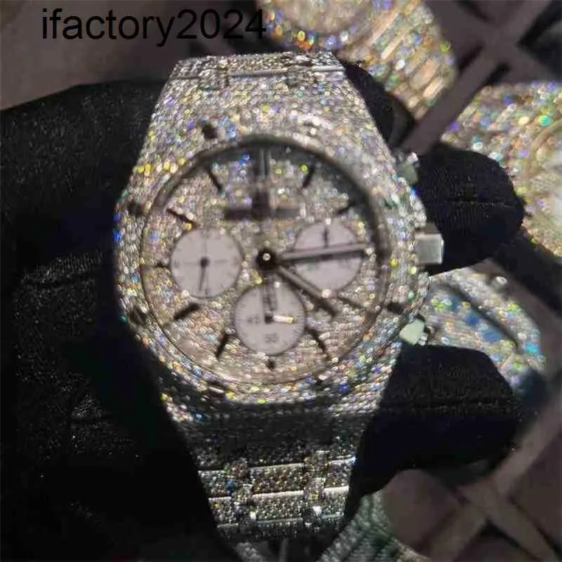 Ap Moissanite Montres pour hommes Automatique Vvs Silver Diamonds Pass Test Mouvement automatique 2023 Montre-bracelet 2023 Mosang Stone La personnalisation peut passer le Tt de l'eau