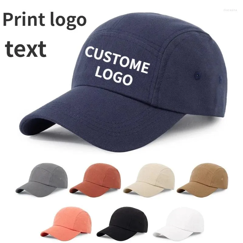 Ball Caps Customized Logo Five Panels Cotton Baseball Cap Spring And Autumn Men Women Soft Top Versatile Adjustable Leisure Sports Hat