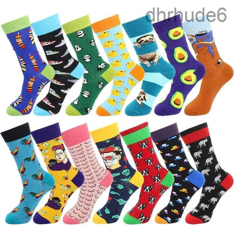 Chaussettes pour hommes Koala avocat animaux mâles mode série mignonne Harajuku dessin animé drôle femmes heureux coton Cool Tube moyen Y8DA