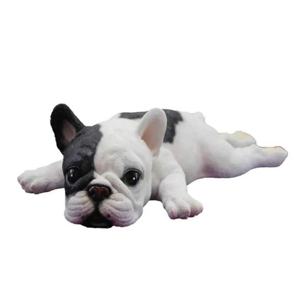 Mignon couché dormir bouledogue français chiot réaliste Figurine Statue enfants cadeau jouets C02209282443