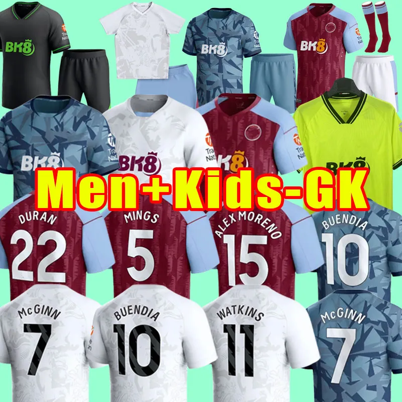 23/24 AsTOn VilLaS maglie da calcio Kit Home 2023 2024 Maglia da calcio Home Away Camisetas Futbol MINGS McGINN BUENDIA WATKINS Maillot Foot uomo bambino Portiere