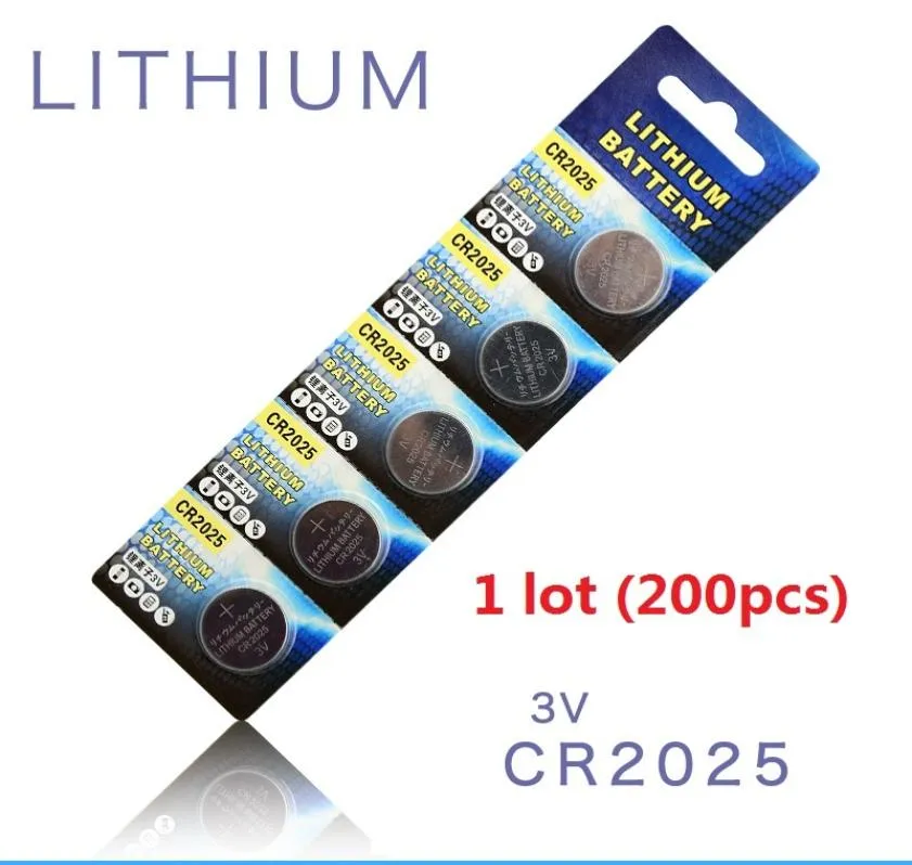 200 stks 1 lot batterijen CR2025 3 V lithium li ion knoopcel batterij CR 2025 3 Volt liion coin6558845