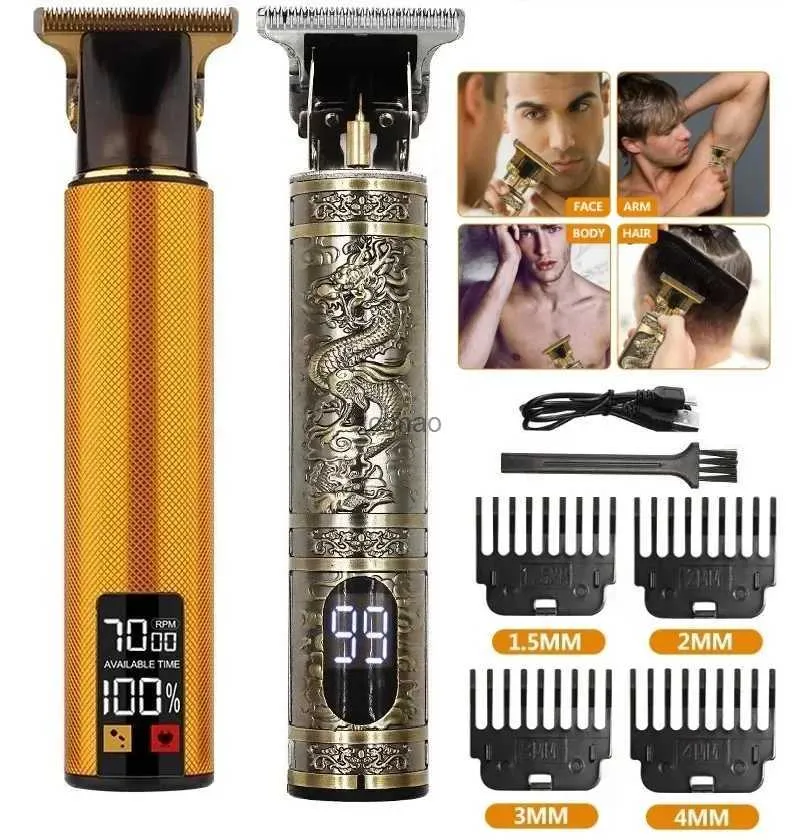 Tondeuses à cheveux T9 rechargeable tondeuse à cheveux LCD tondeuse électrique huile tête de rasage poussoir sculpture barbe rasoir pour hommes soins