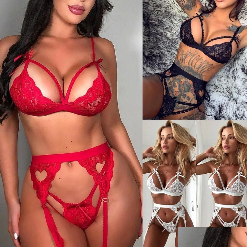 Seksi Set Kadınlar y içecek kadın kısa külot egzotik setler 3pcs bayan iç çamaşırı uykusuz giyim dantel g-string kıyafetleri dr dhixx