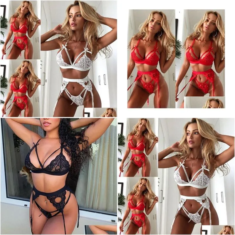 women sexy underwear set womens brief panties exotic sets 3pcs lady underwears sleepwear nightwear lace g-string clothes clothing