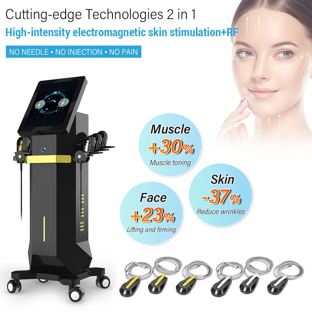 Odchudzanie zmywacza elektromagnetyczne ujęcia twarzy wytrzymałość skóry wytrzymałość na pełną twarz Wzrost kolagenu V-line twarz EMS RF Maszyna kosmetyczna