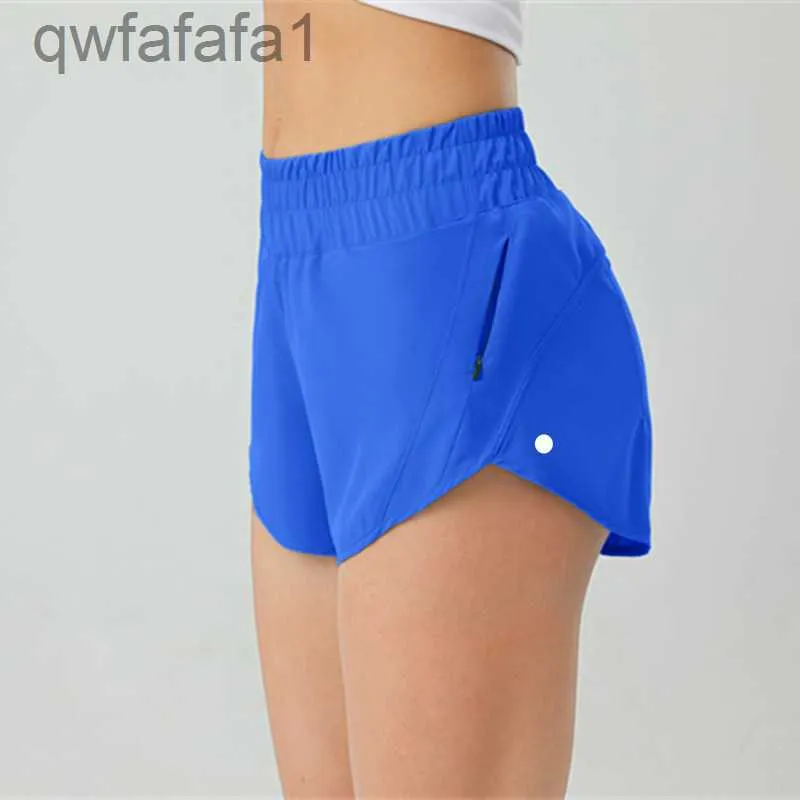 Shorts esportivos femininos para ioga, cintura alta, bolsos forrados, roupas de fitness, calças curtas para meninas, corrida, elástico lu88240, 2,5 polegadas, costura interna 3TNJ