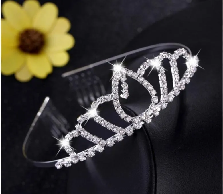 Gioielli per ragazze in argento Bambini Bambini Corona di strass lucidi Bambine Moda Tiara Ragazza Testa Pezzi Accessori con pettini7652668