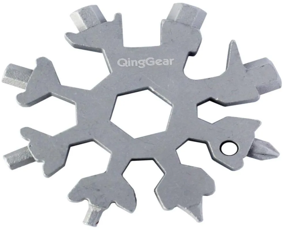 Qinggear 19 in 1 Snowflake Shapeレンチマルチツールカードポータブルフラットクロスヘッドドライバーコンパクトアウトドアツール6894762