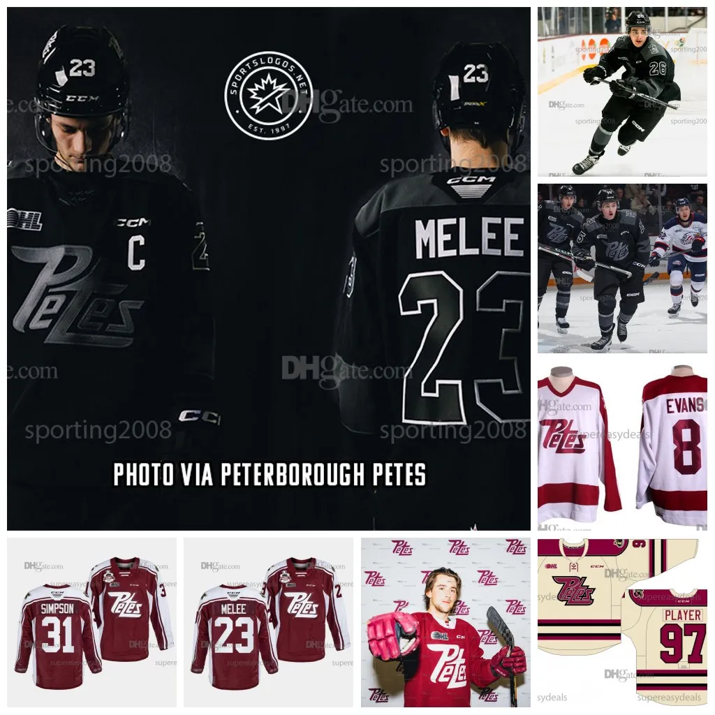 Peterborough Petes 7 Chase Lefebvre 2024 Nouveau troisième jersey Jonathan Melee Cam Gauvreau Joseph Cadorin Quinton Page Purdeller Caden Taylor Ryder McIntyre