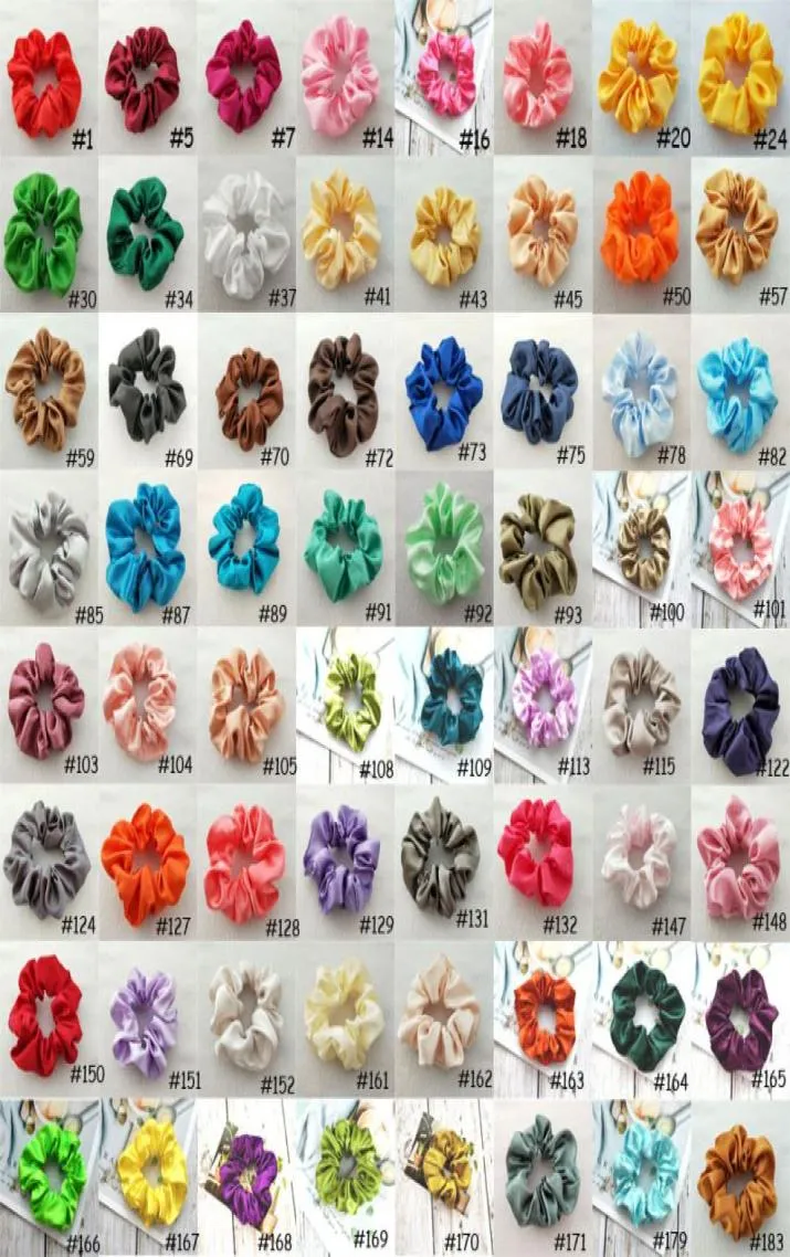 DHL Women Silk Scrunchie Elastic Handmade Multicolor Hairband Ponytail Holder Pannband Hårtillbehör Epacket 70 Colors5784871