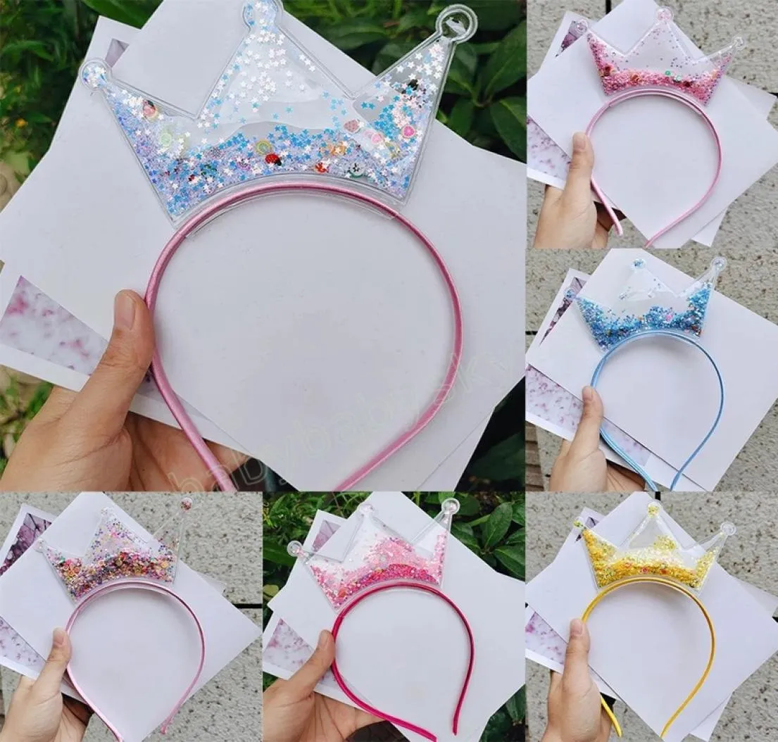 Cartoon Crown pannband för barn barn transparent plasts paljett hårband Bezel Hair Hoop Girl Hair Accessories3137160